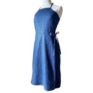 Y2K American Eagle Blue Denim Halter Dress Size 8